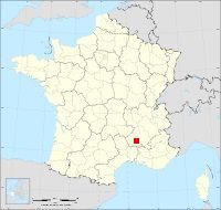 Localisation de Aubignas, code postal 7400